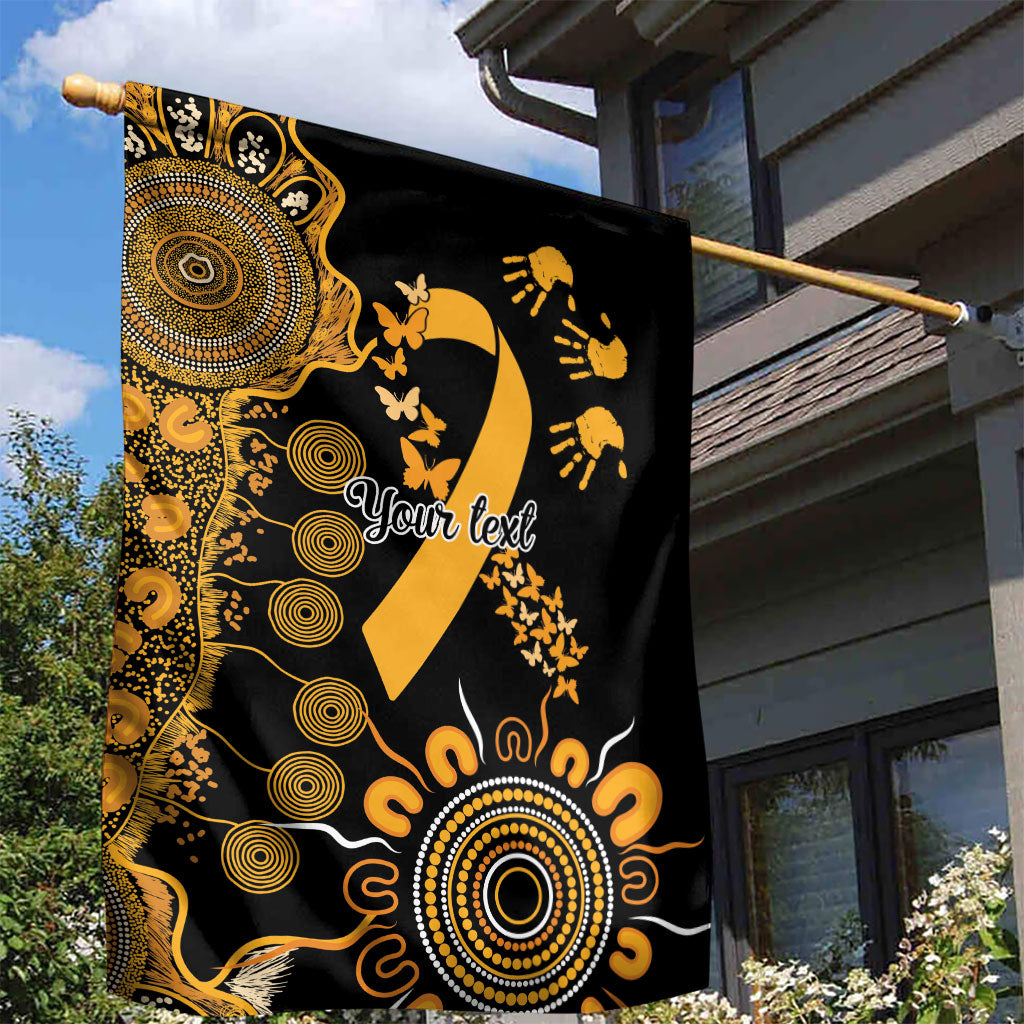 Hope For Childhood Cancer Support Personalised Garden Flag Aboriginal Gold Ribbon Dot Painting