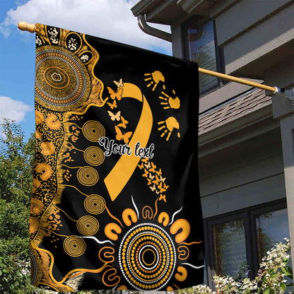 Hope For Childhood Cancer Support Personalised Garden Flag Aboriginal Gold Ribbon Dot Painting