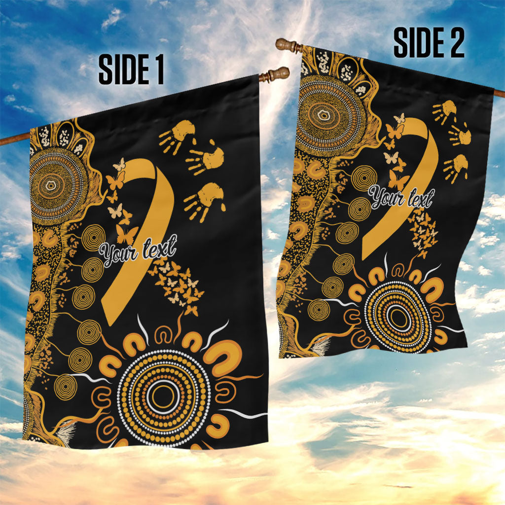 Hope For Childhood Cancer Support Personalised Garden Flag Aboriginal Gold Ribbon Dot Painting