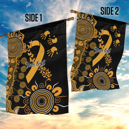 Hope For Childhood Cancer Support Personalised Garden Flag Aboriginal Gold Ribbon Dot Painting