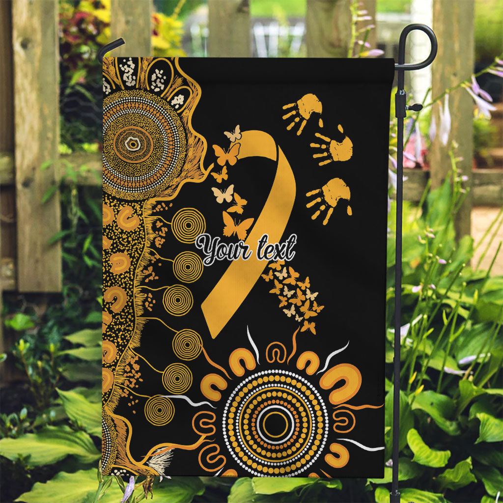 Hope For Childhood Cancer Support Personalised Garden Flag Aboriginal Gold Ribbon Dot Painting