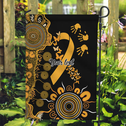 Hope For Childhood Cancer Support Personalised Garden Flag Aboriginal Gold Ribbon Dot Painting