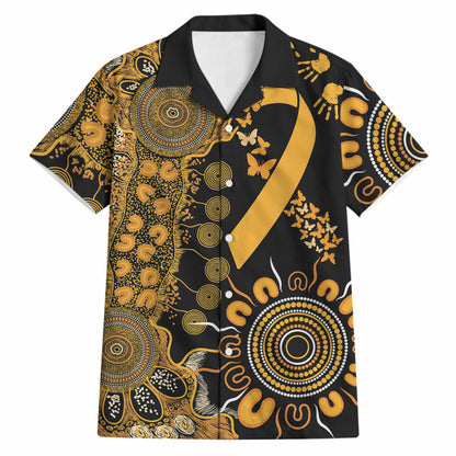 Hope For Childhood Cancer Support Personalised Hawaiian Shirt Aboriginal Gold Ribbon Dot Painting