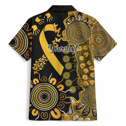 Hope For Childhood Cancer Support Personalised Hawaiian Shirt Aboriginal Gold Ribbon Dot Painting