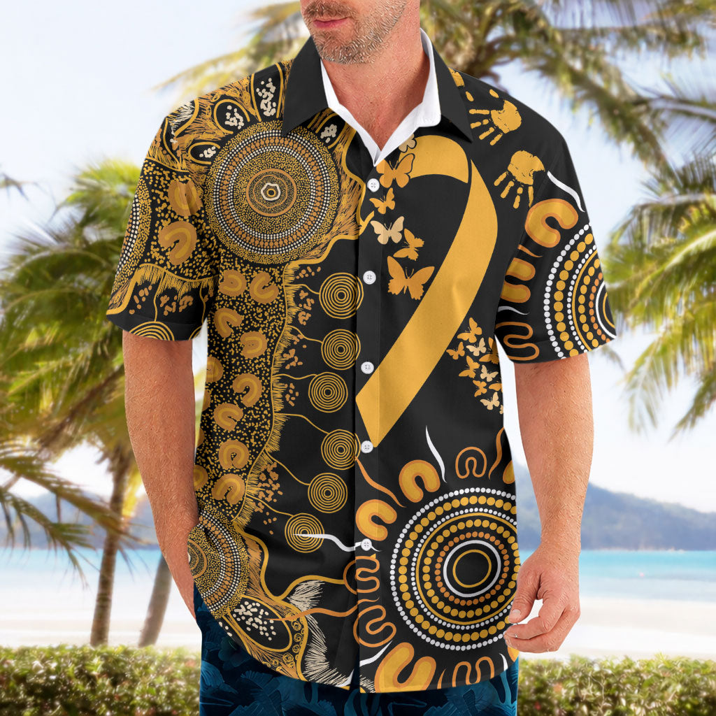 Hope For Childhood Cancer Support Personalised Hawaiian Shirt Aboriginal Gold Ribbon Dot Painting