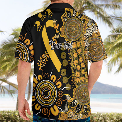 Hope For Childhood Cancer Support Personalised Hawaiian Shirt Aboriginal Gold Ribbon Dot Painting