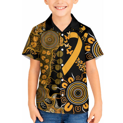 Hope For Childhood Cancer Support Personalised Hawaiian Shirt Aboriginal Gold Ribbon Dot Painting