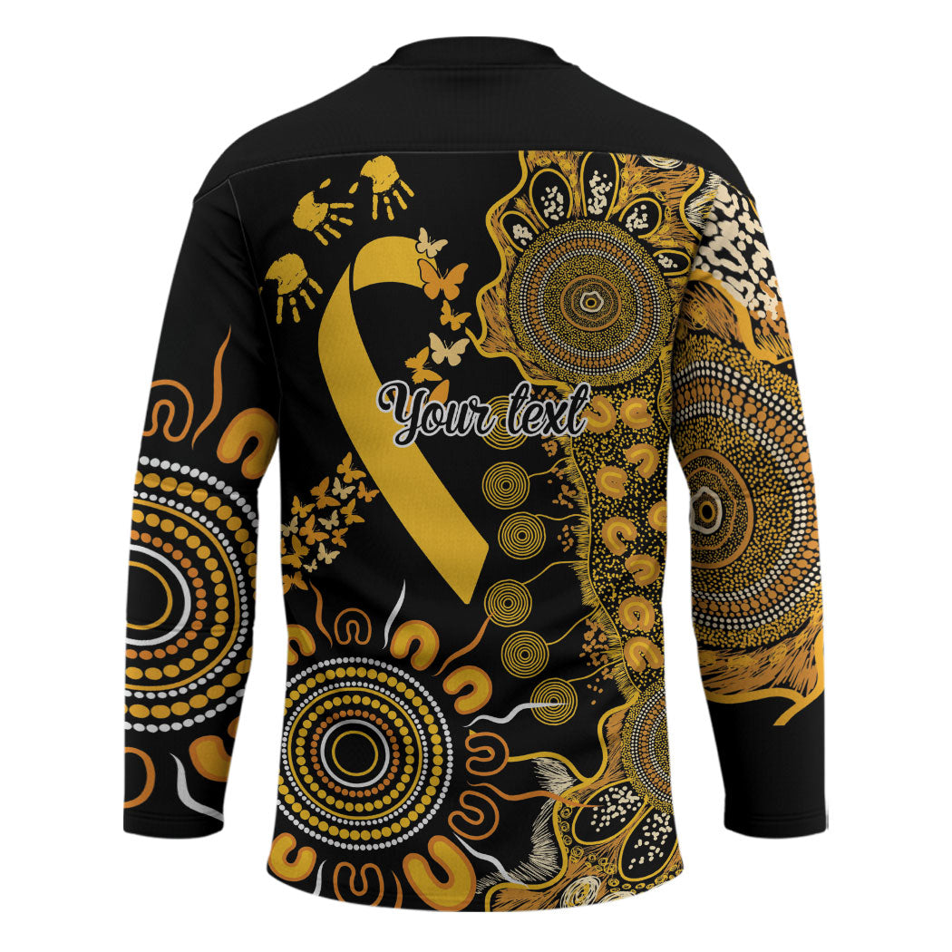 Hope For Childhood Cancer Support Personalised Hockey Jersey Aboriginal Gold Ribbon Dot Painting