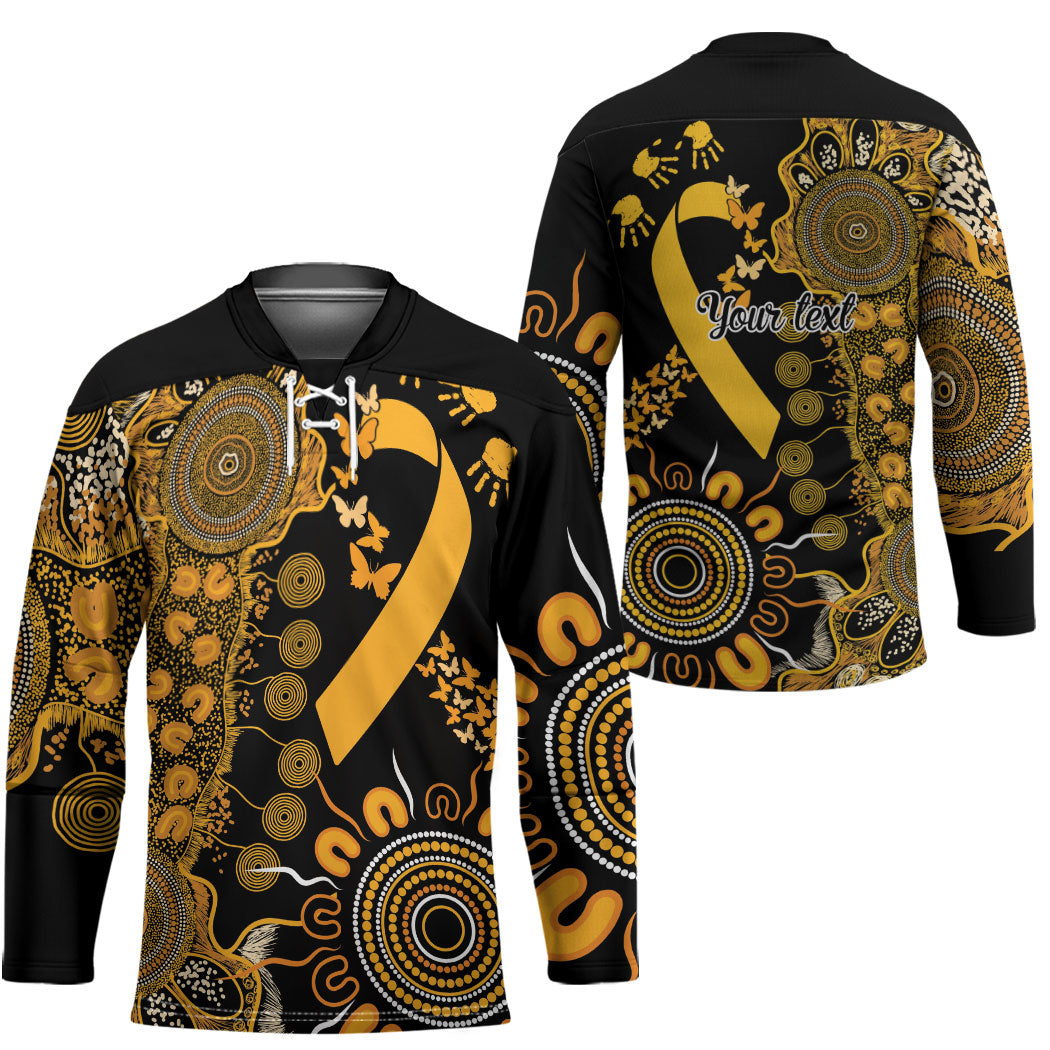 Hope For Childhood Cancer Support Personalised Hockey Jersey Aboriginal Gold Ribbon Dot Painting