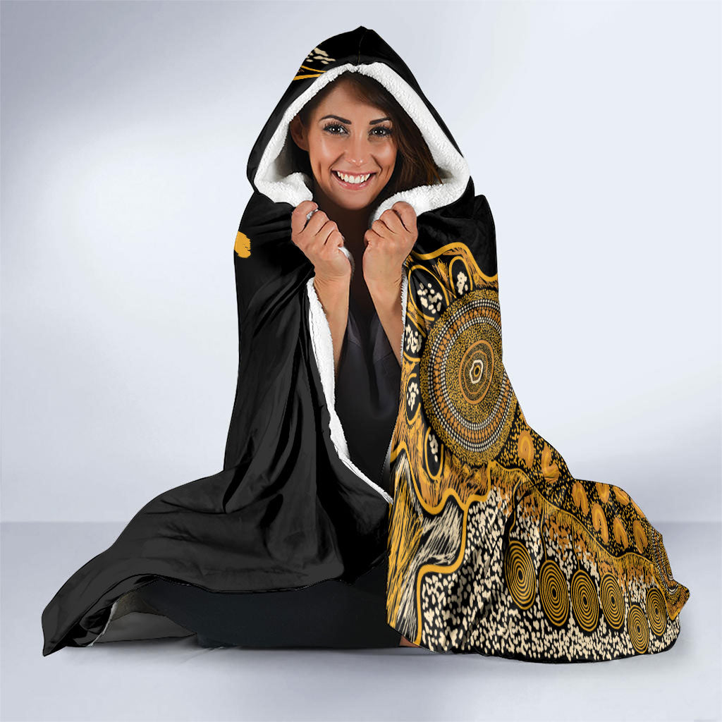 Hope For Childhood Cancer Support Personalised Hooded Blanket Aboriginal Gold Ribbon Dot Painting