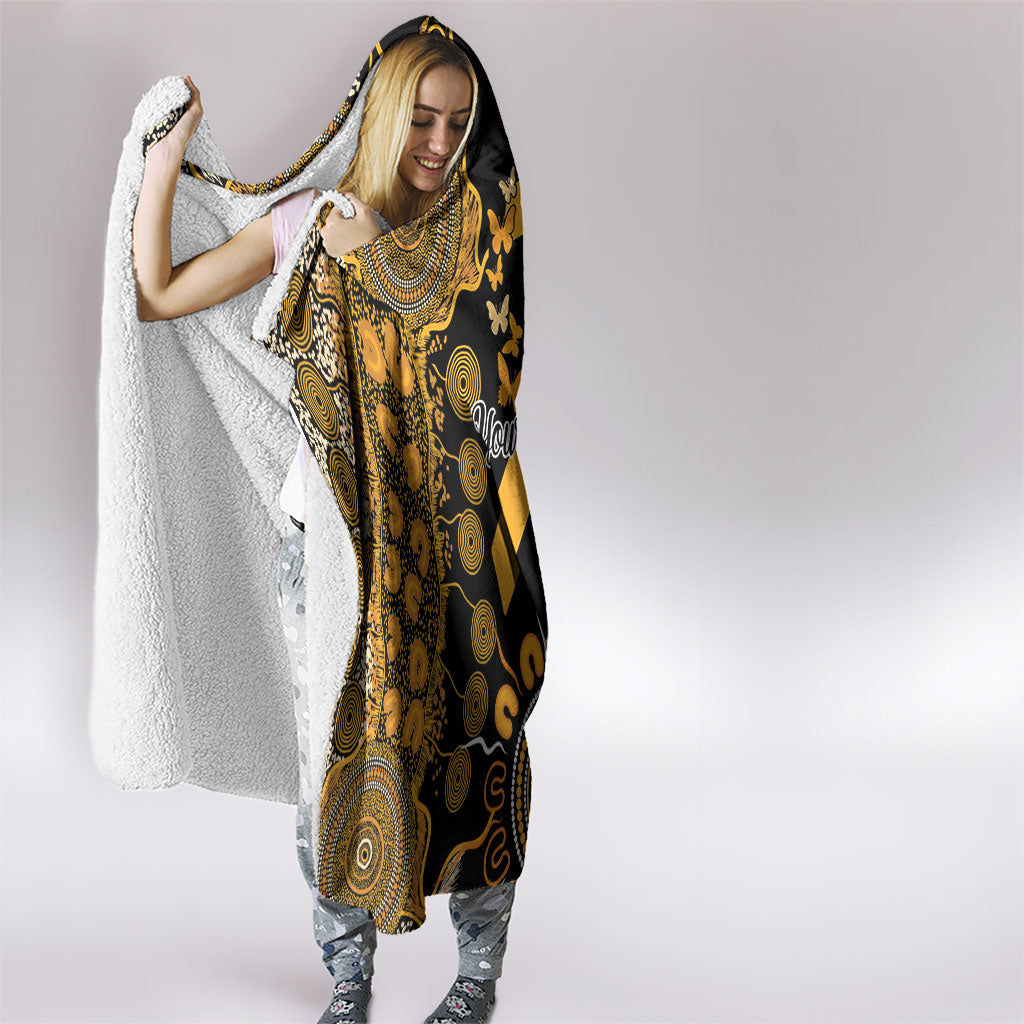 Hope For Childhood Cancer Support Personalised Hooded Blanket Aboriginal Gold Ribbon Dot Painting