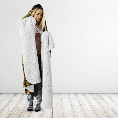 Hope For Childhood Cancer Support Personalised Hooded Blanket Aboriginal Gold Ribbon Dot Painting
