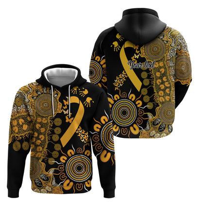 Hope For Childhood Cancer Support Personalised Hoodie Aboriginal Gold Ribbon Dot Painting
