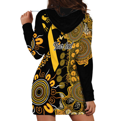 Hope For Childhood Cancer Support Personalised Hoodie Dress Aboriginal Gold Ribbon Dot Painting