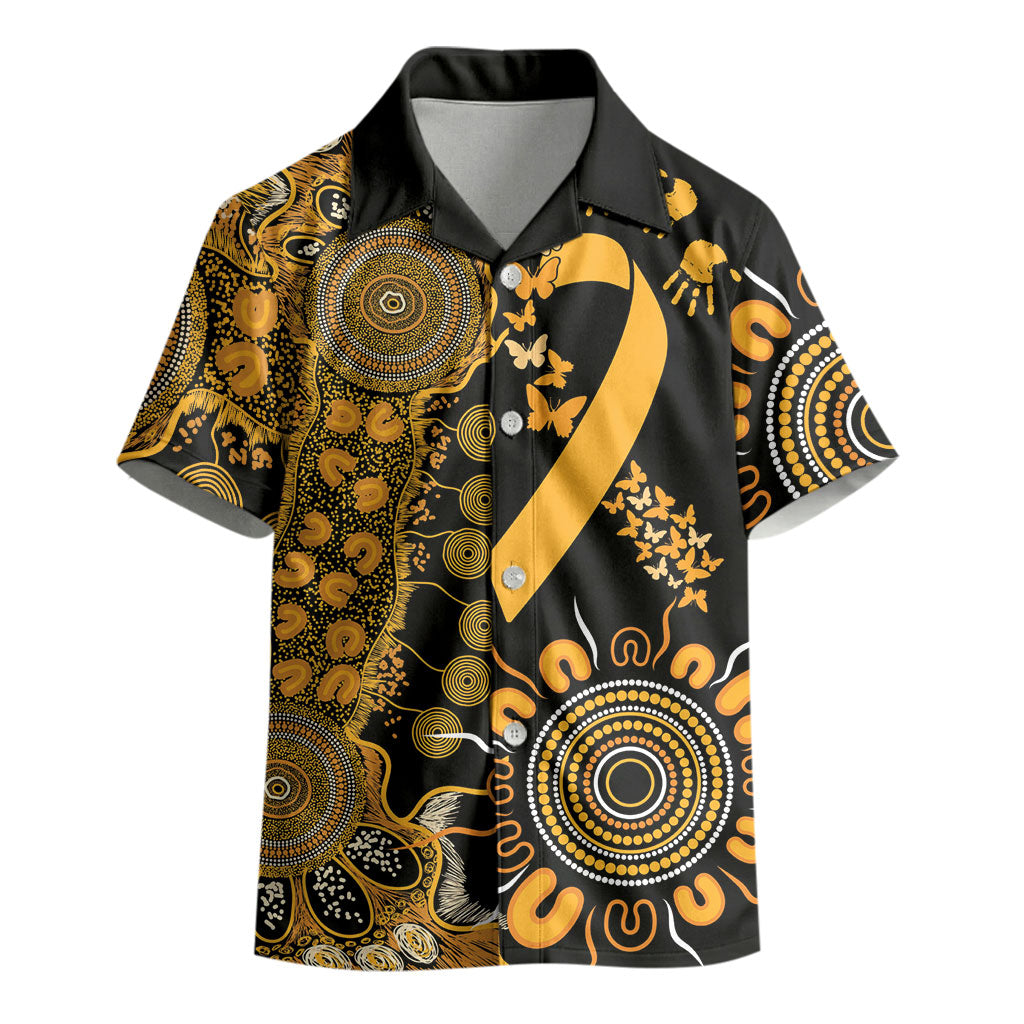 Hope For Childhood Cancer Support Personalised Kid Hawaiian Shirt Aboriginal Gold Ribbon Dot Painting