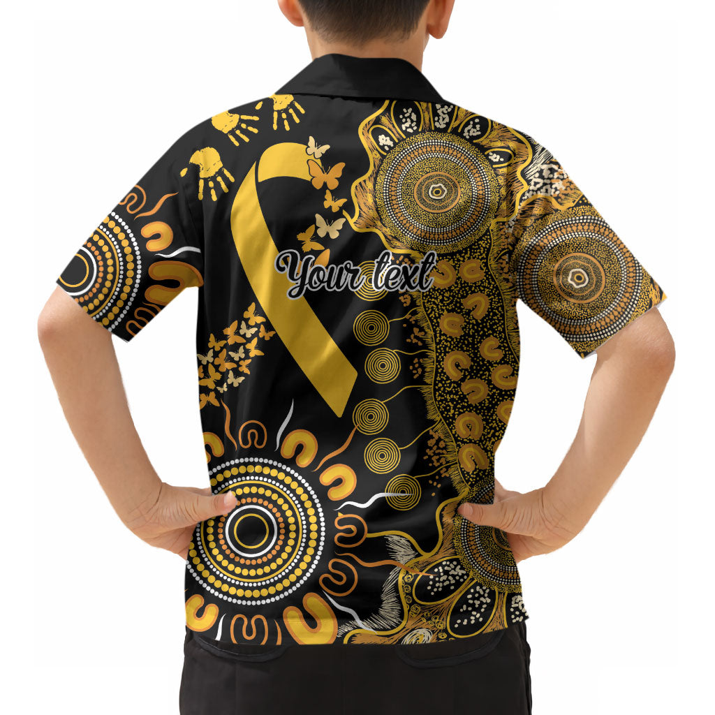 Hope For Childhood Cancer Support Personalised Kid Hawaiian Shirt Aboriginal Gold Ribbon Dot Painting