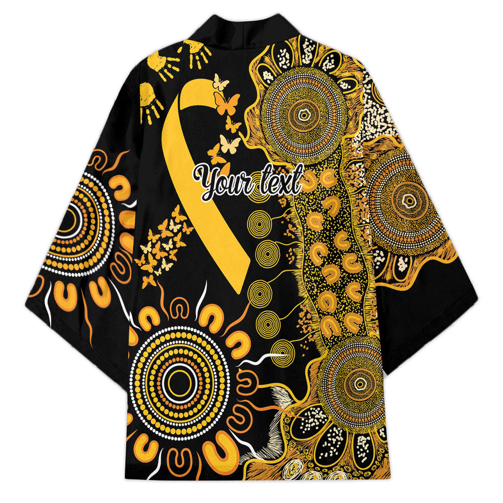 Hope For Childhood Cancer Support Personalised Kimono Aboriginal Gold Ribbon Dot Painting