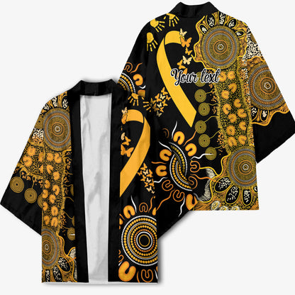 Hope For Childhood Cancer Support Personalised Kimono Aboriginal Gold Ribbon Dot Painting