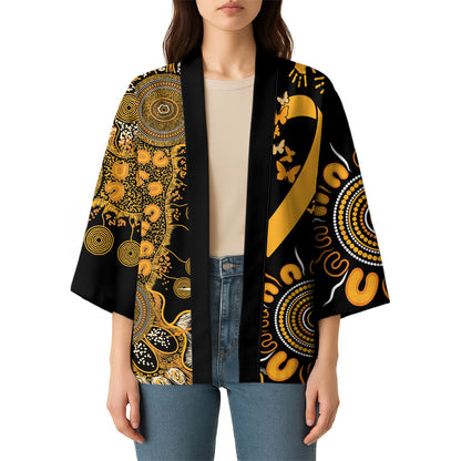 Hope For Childhood Cancer Support Personalised Kimono Aboriginal Gold Ribbon Dot Painting
