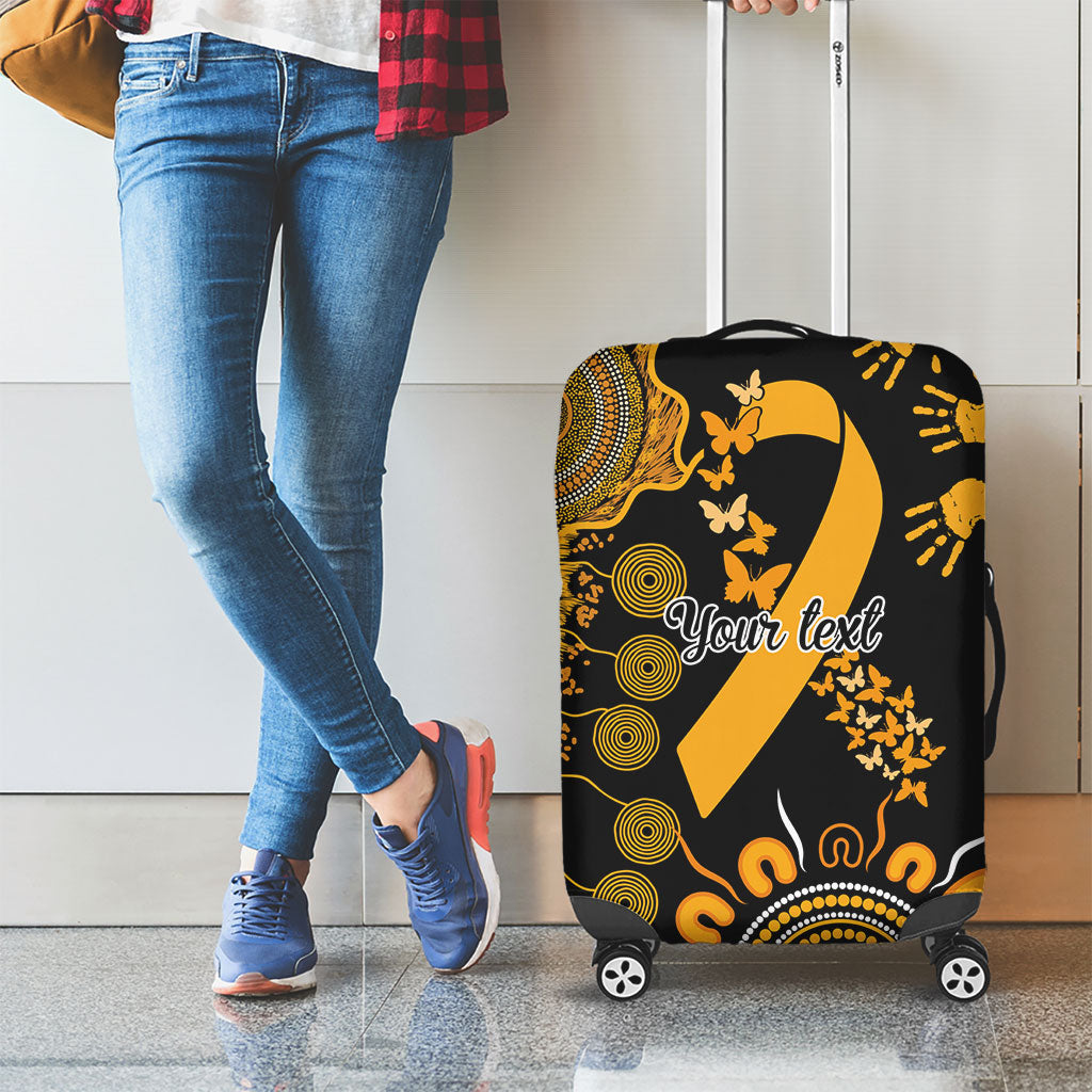 Hope For Childhood Cancer Support Personalised Luggage Cover Aboriginal Gold Ribbon Dot Painting