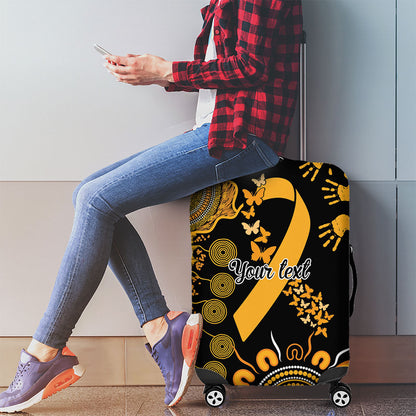 Hope For Childhood Cancer Support Personalised Luggage Cover Aboriginal Gold Ribbon Dot Painting