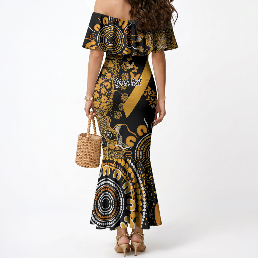 Hope For Childhood Cancer Support Personalised Mermaid Dress Aboriginal Gold Ribbon Dot Painting