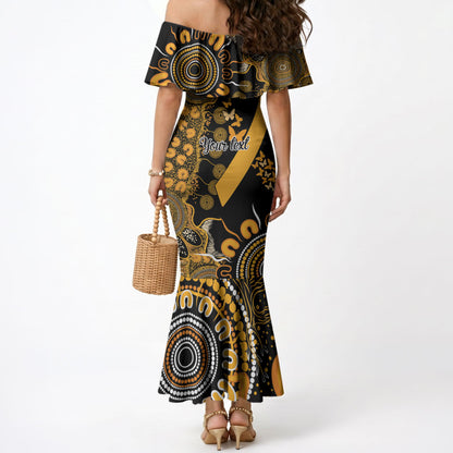 Hope For Childhood Cancer Support Personalised Mermaid Dress Aboriginal Gold Ribbon Dot Painting