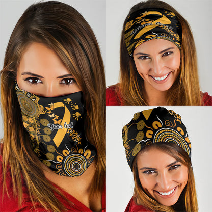 Hope For Childhood Cancer Support Personalised Neck Gaiter Aboriginal Gold Ribbon Dot Painting