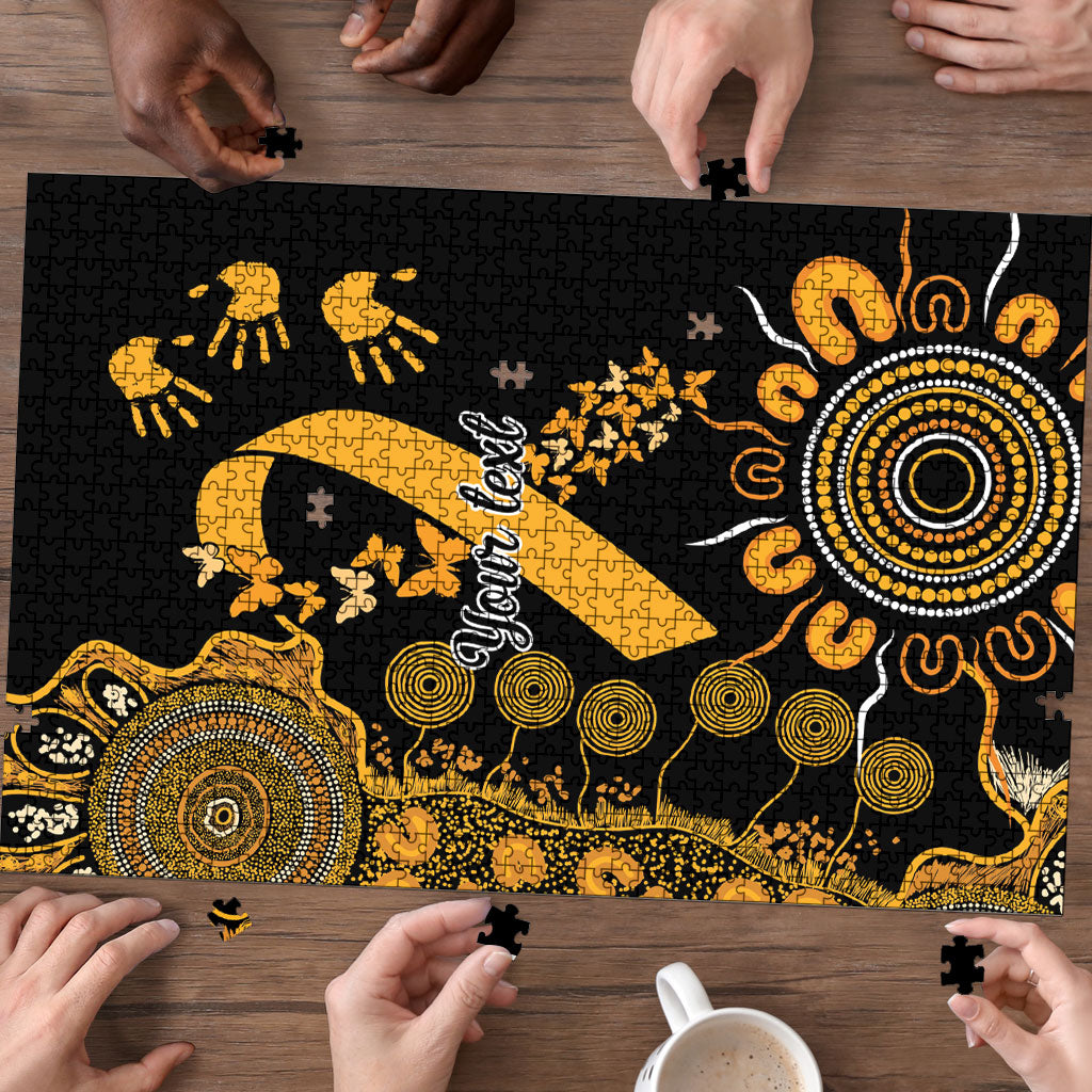Hope For Childhood Cancer Support Personalised Puzzle Aboriginal Gold Ribbon Dot Painting