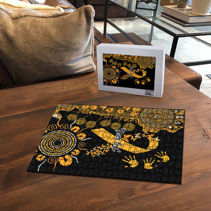 Hope For Childhood Cancer Support Personalised Puzzle Aboriginal Gold Ribbon Dot Painting