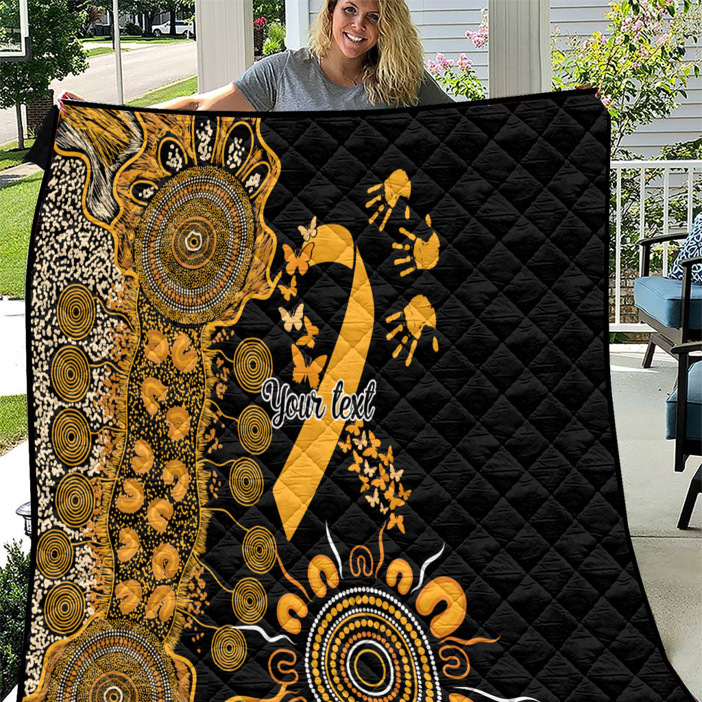 Hope For Childhood Cancer Support Personalised Quilt Aboriginal Gold Ribbon Dot Painting