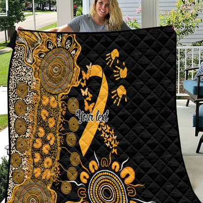 Hope For Childhood Cancer Support Personalised Quilt Aboriginal Gold Ribbon Dot Painting