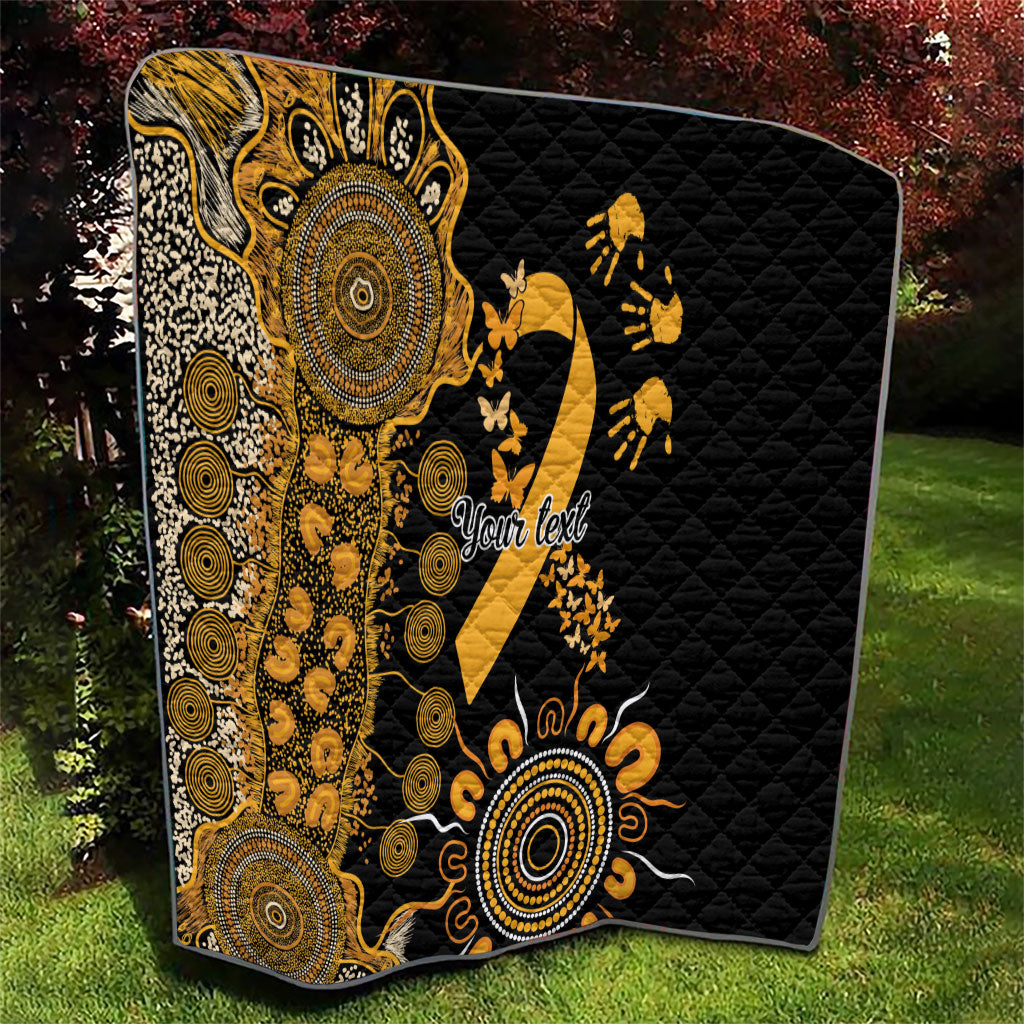 Hope For Childhood Cancer Support Personalised Quilt Aboriginal Gold Ribbon Dot Painting