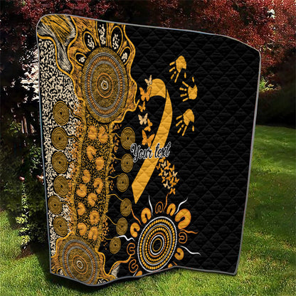 Hope For Childhood Cancer Support Personalised Quilt Aboriginal Gold Ribbon Dot Painting