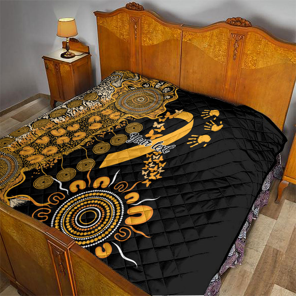 Hope For Childhood Cancer Support Personalised Quilt Aboriginal Gold Ribbon Dot Painting