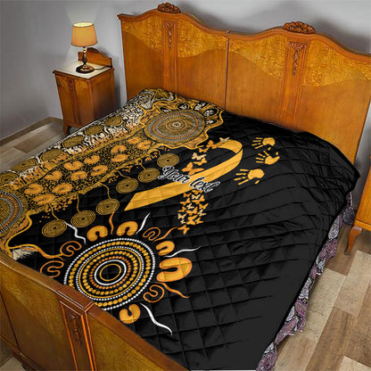 Hope For Childhood Cancer Support Personalised Quilt Aboriginal Gold Ribbon Dot Painting