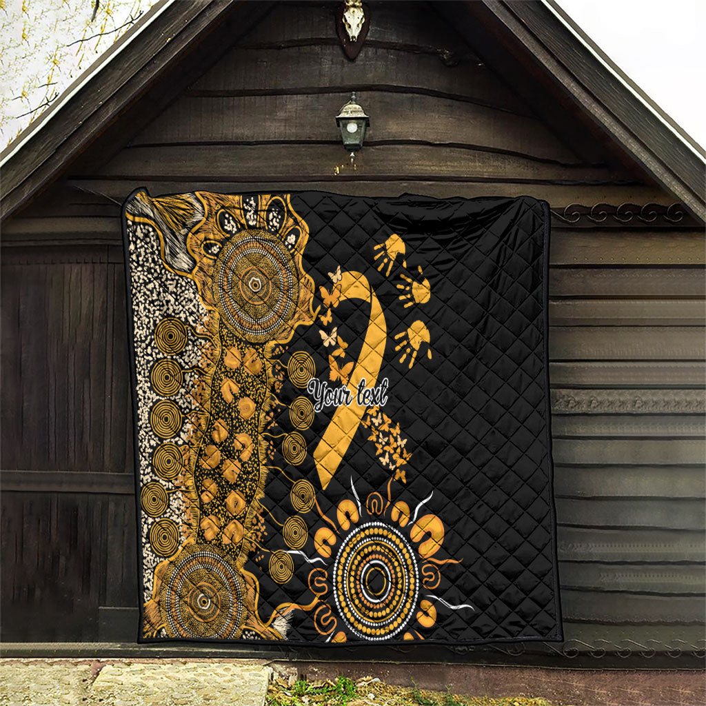 Hope For Childhood Cancer Support Personalised Quilt Aboriginal Gold Ribbon Dot Painting