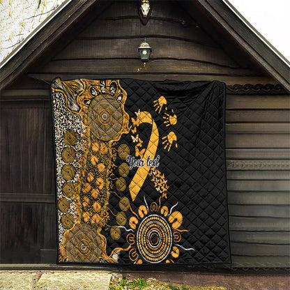 Hope For Childhood Cancer Support Personalised Quilt Aboriginal Gold Ribbon Dot Painting