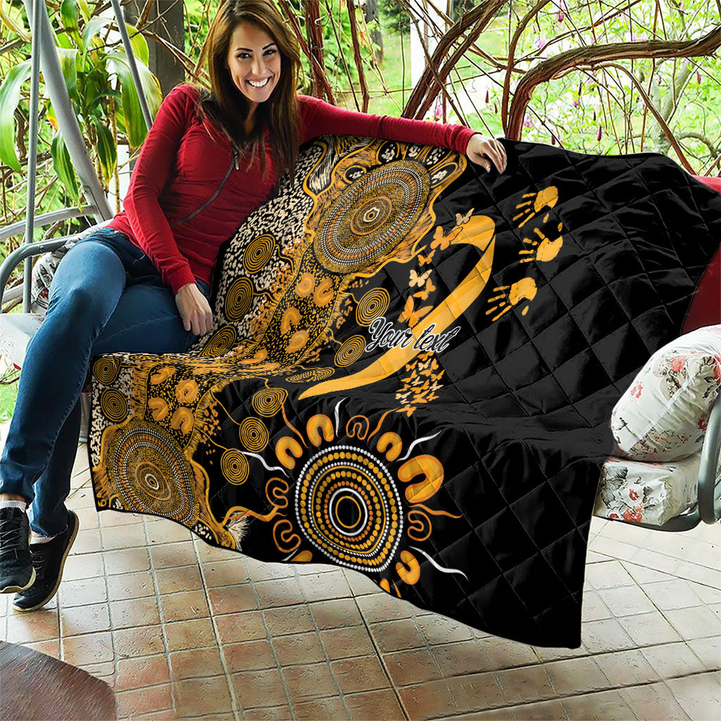 Hope For Childhood Cancer Support Personalised Quilt Aboriginal Gold Ribbon Dot Painting