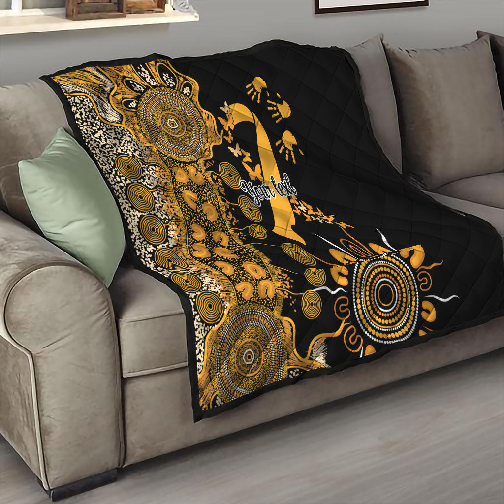 Hope For Childhood Cancer Support Personalised Quilt Aboriginal Gold Ribbon Dot Painting