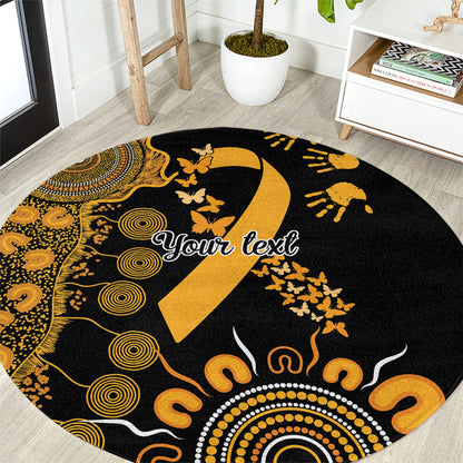 Hope For Childhood Cancer Support Personalised Round Carpet Aboriginal Gold Ribbon Dot Painting