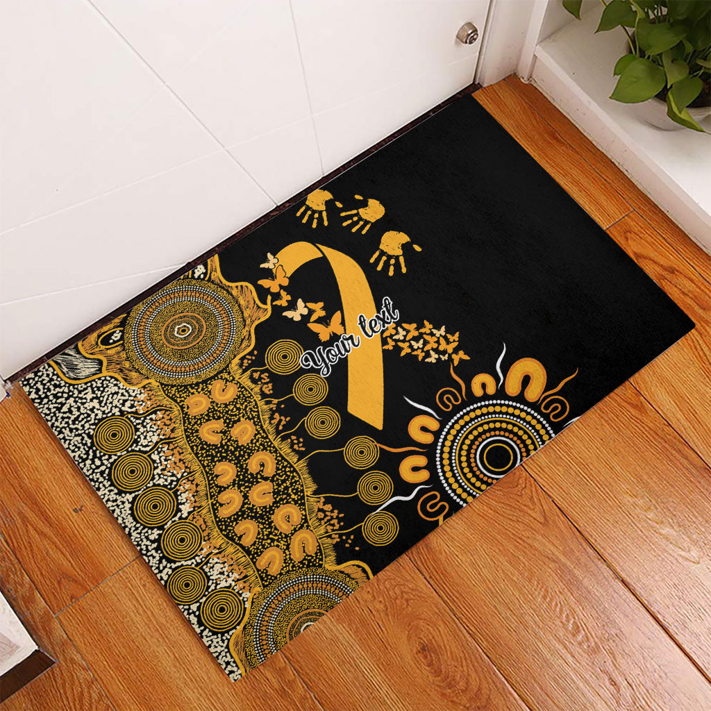 Hope For Childhood Cancer Support Personalised Rubber Doormat Aboriginal Gold Ribbon Dot Painting