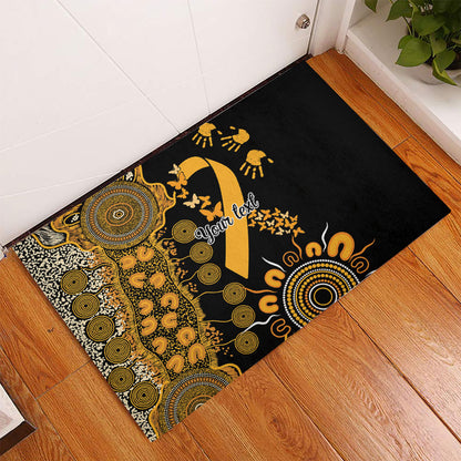 Hope For Childhood Cancer Support Personalised Rubber Doormat Aboriginal Gold Ribbon Dot Painting
