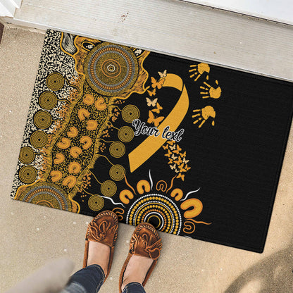 Hope For Childhood Cancer Support Personalised Rubber Doormat Aboriginal Gold Ribbon Dot Painting