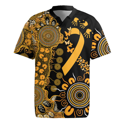 Hope For Childhood Cancer Support Personalised Rugby Jersey Aboriginal Gold Ribbon Dot Painting