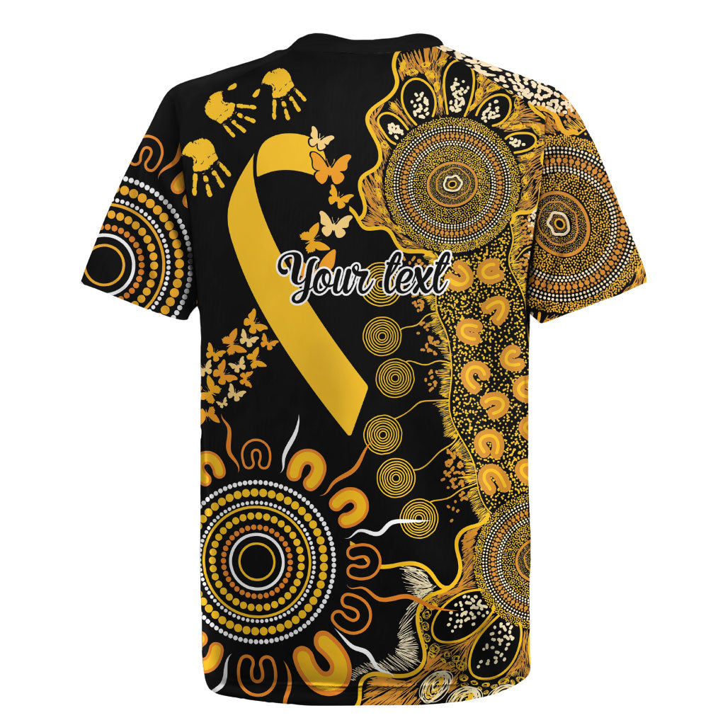 Hope For Childhood Cancer Support Personalised Rugby Jersey Aboriginal Gold Ribbon Dot Painting