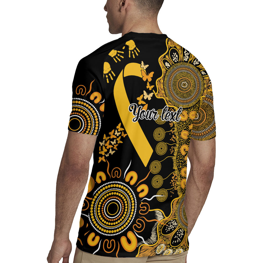 Hope For Childhood Cancer Support Personalised Rugby Jersey Aboriginal Gold Ribbon Dot Painting