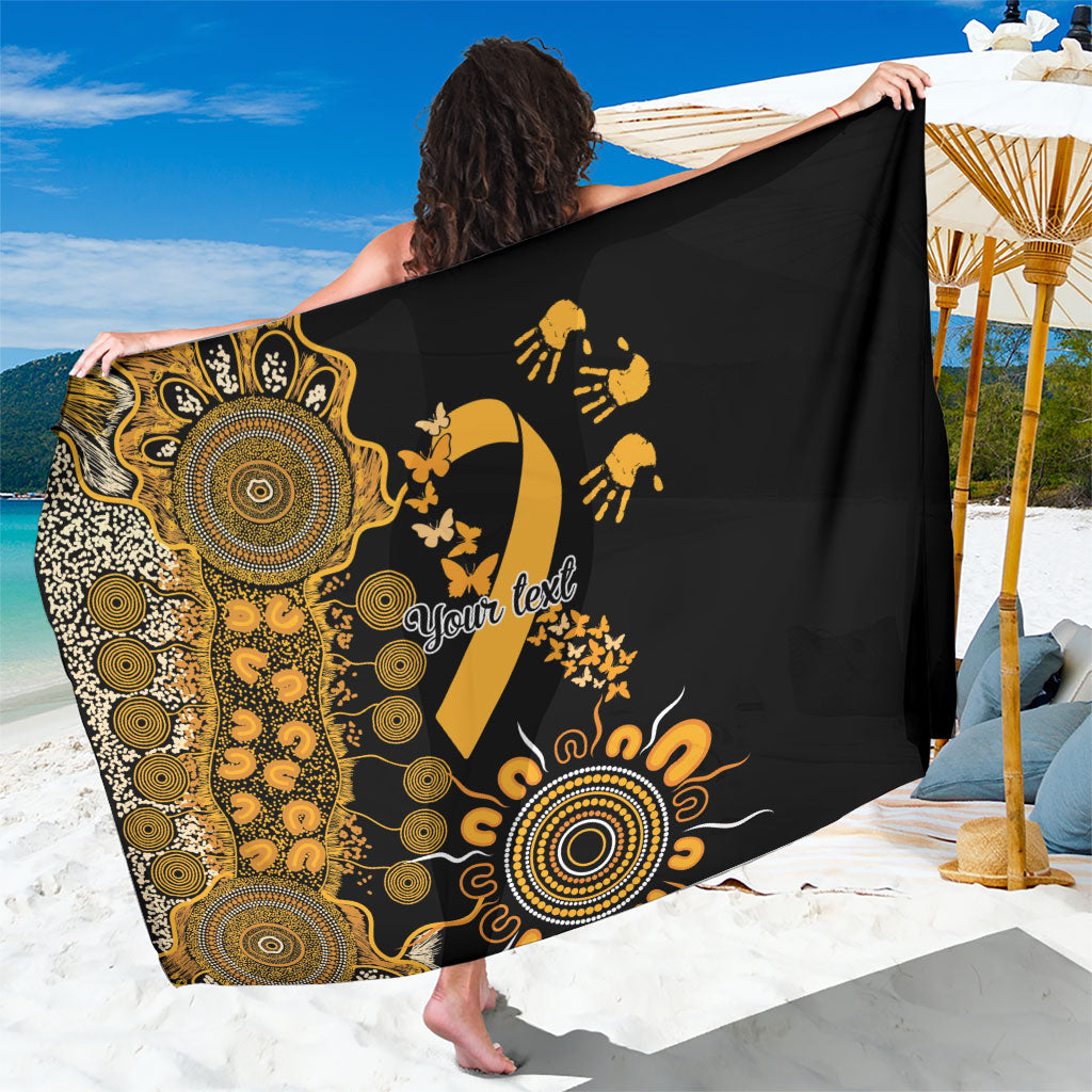 Hope For Childhood Cancer Support Personalised Sarong Aboriginal Gold Ribbon Dot Painting