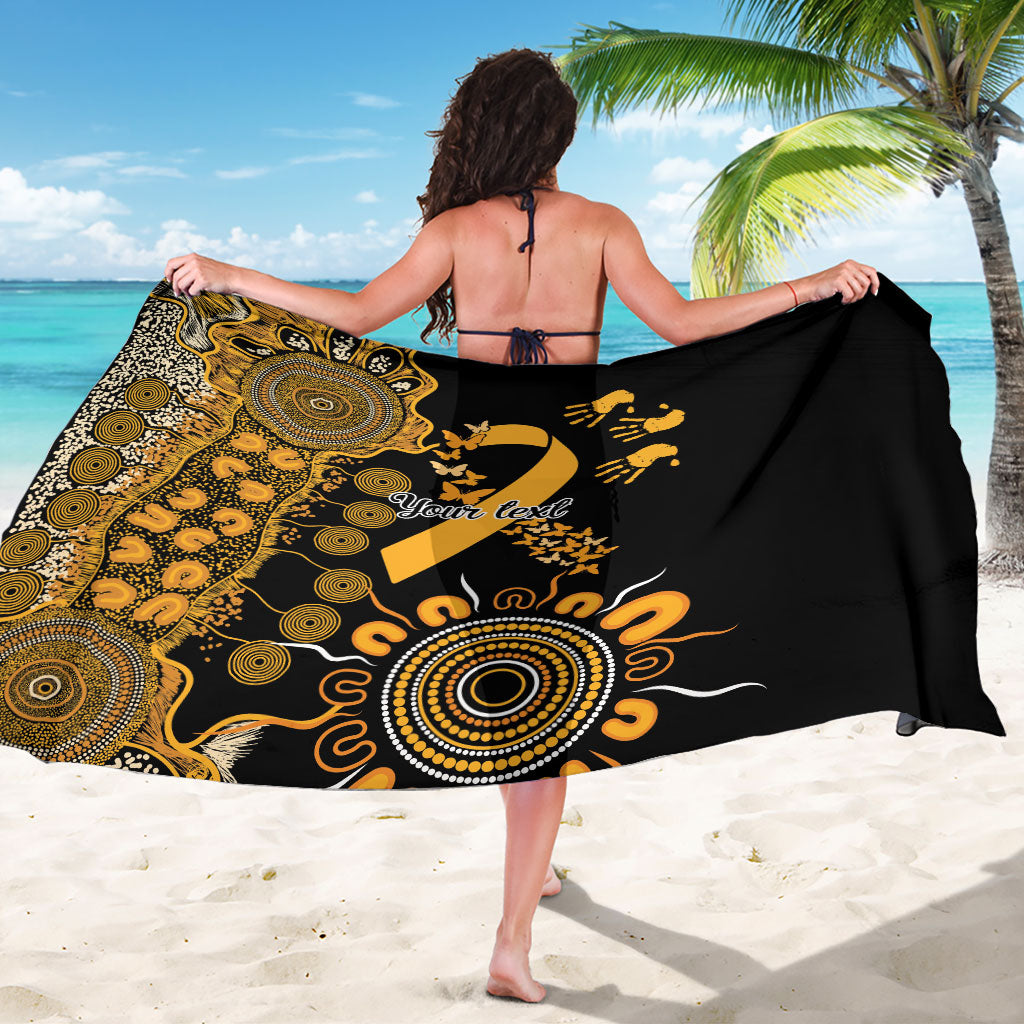 Hope For Childhood Cancer Support Personalised Sarong Aboriginal Gold Ribbon Dot Painting