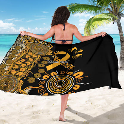 Hope For Childhood Cancer Support Personalised Sarong Aboriginal Gold Ribbon Dot Painting
